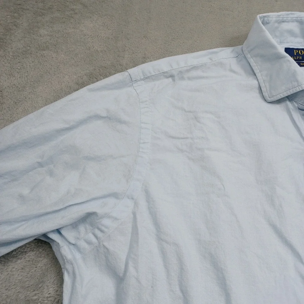 Polo Ralph Lauren Shirt Mens XL Blue Slim Fit Button Up Long Sleeve Preppy